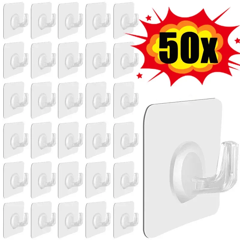 Kitchen Gadgets Rack - 5-50 Stuks Transparante Zelfklevende Haken Deur