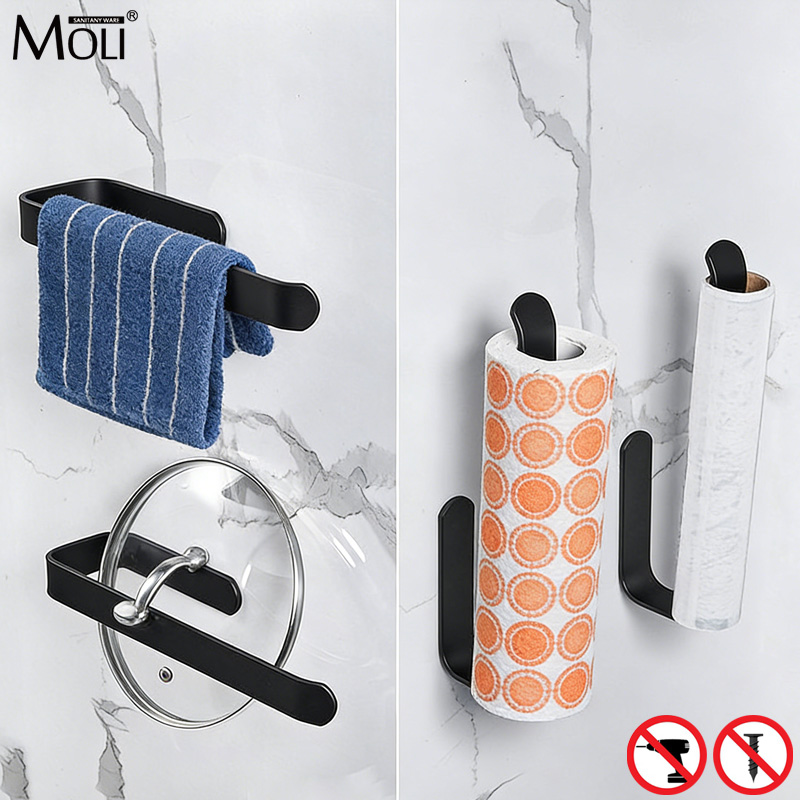 Kitchen Gadgets Rack - MOLI Zwart Wit Zelfklevende keukenpapierhouder Toiletpapierrolhouder