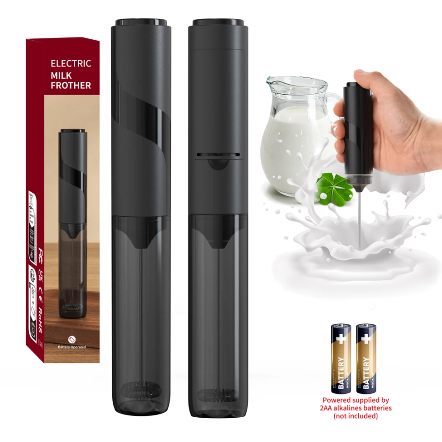 Milk Frother - Roestvrijstalen elektrische melkopschuimer Handheld koffieopschuimstaafje met