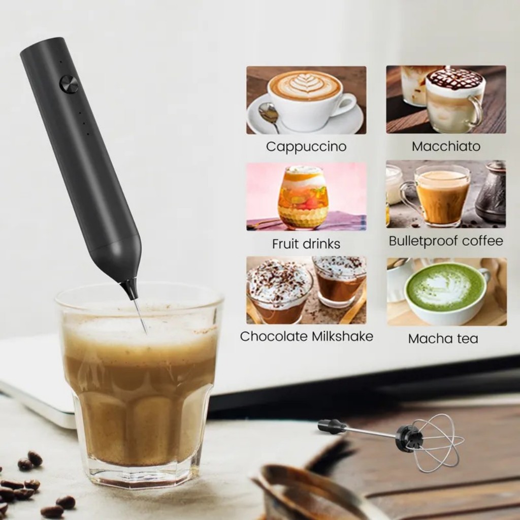 Milk Frother - Draadloze elektrische mini-melkopschuimer, koffieklopper, draagbare eierklopper,
